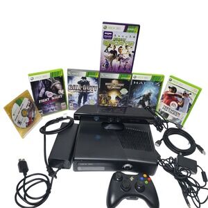 Xbox 360 Console Bundle with Kinect, Controller, 7 Games, Power Cables "Tested"